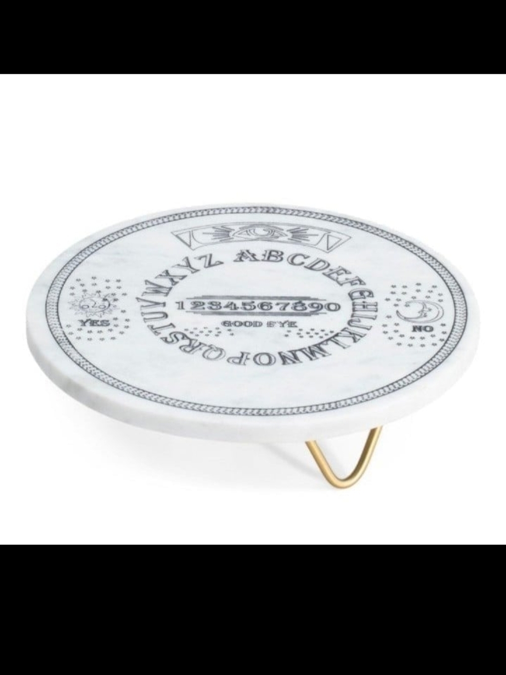 Marble Ouija Style Decorative Tray with Gold Legs